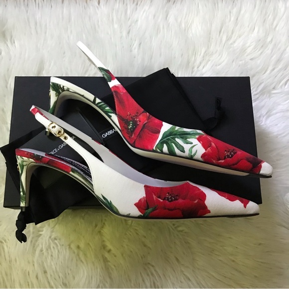 NIB Dolce&Gabbana Floral Cotton Slingback Pumps size EUR 39/ US 9 - Picture 3 of 9